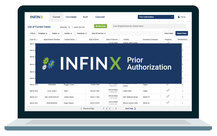 INFINX Prior Authorization laptop view